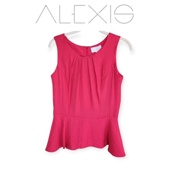 Alexis Cherry Red Sleeveless Peplum Top Size S - Picture 1 of 7